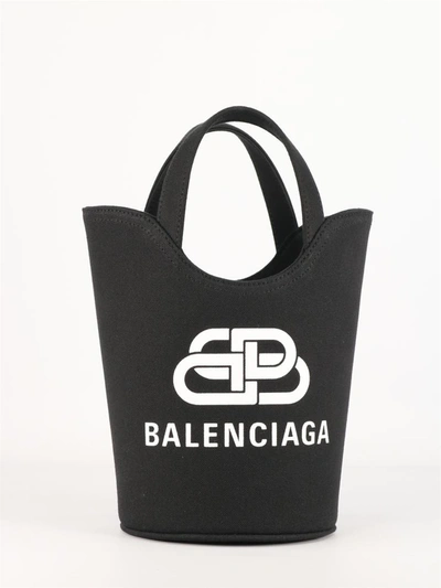 Shop Balenciaga Tote Wave Bag Xs In Black/white