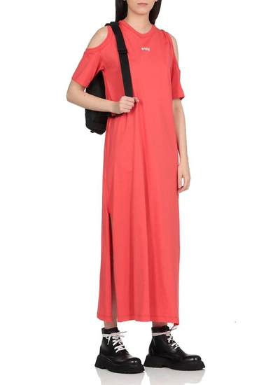 Shop Msgm Dresses In Strawberry Red
