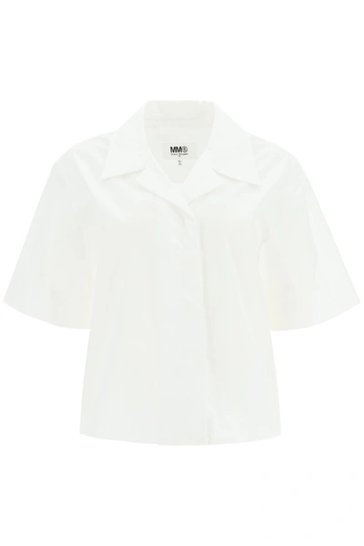 Shop Mm6 Maison Margiela Short-sleeved T-shirt Logo Embroidery In White