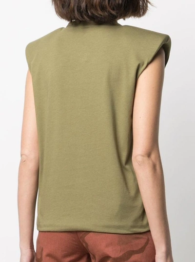 Shop Federica Tosi Cotton T-shirt With Padded Shoulders In Green