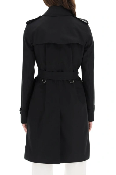 Shop Burberry Kensington Midi Raincoat In Black