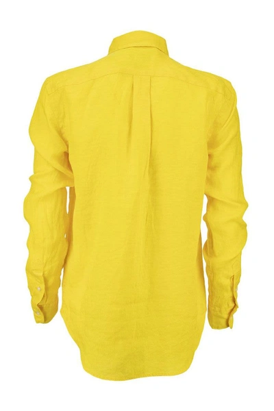 Shop Ralph Lauren Relaxed Fit Linen Shirt In Yellow