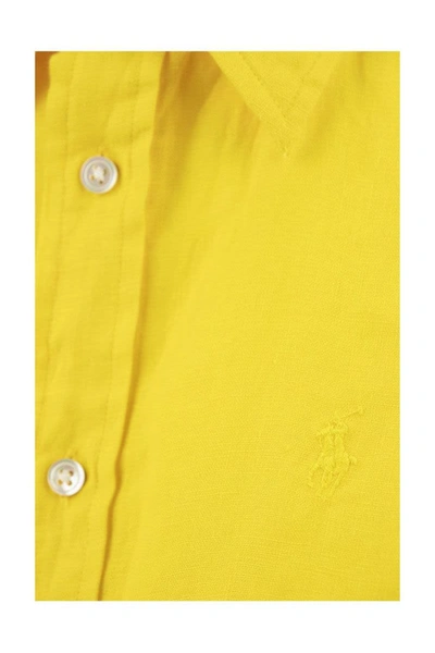 Shop Ralph Lauren Relaxed Fit Linen Shirt In Yellow