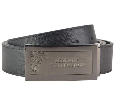 Shop Versace Collection Logo Buckle Belt In Black