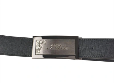 Shop Versace Collection Logo Buckle Belt In Black