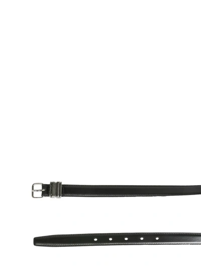 Shop Saint Laurent Thin Leather Belt In Black