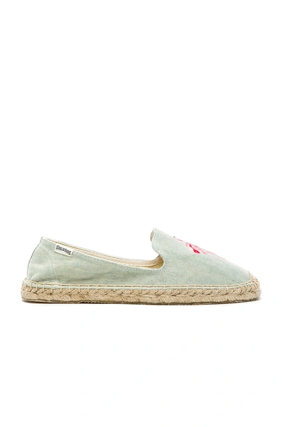 Shop Soludos Flamingo Embroidered Espadrille In Blue