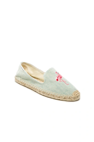 Shop Soludos Flamingo Embroidered Espadrille In Blue