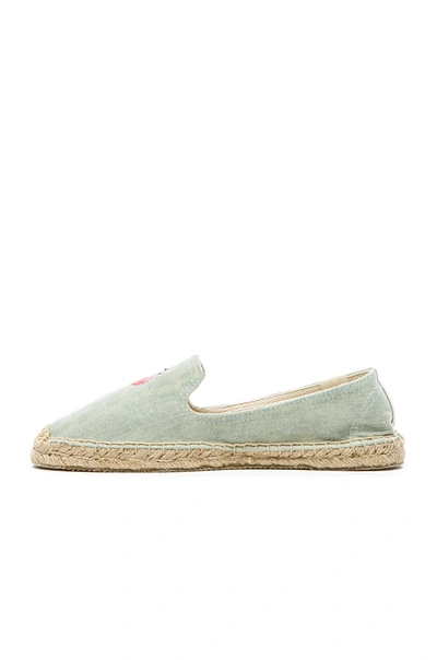 Shop Soludos Flamingo Embroidered Espadrille In Blue