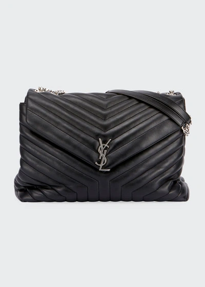 Shop Saint Laurent Loulou Large Ysl Shoulder Bag In Quilted Leather In Black