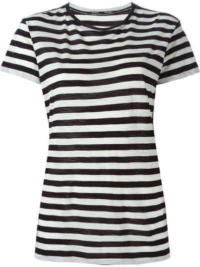 Proenza Schouler Tie-back Striped Cotton-jersey T-shirt In Black/ecru