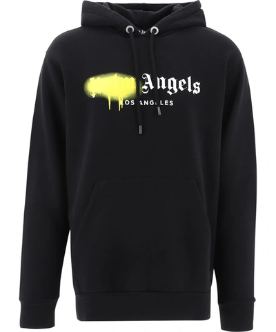 Shop Palm Angels Sprayed Logo Hoodie In Black