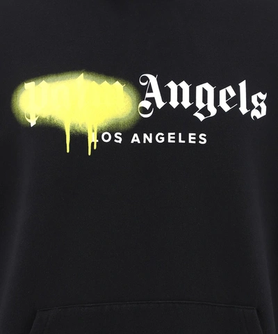 Shop Palm Angels Sprayed Logo Hoodie In Black
