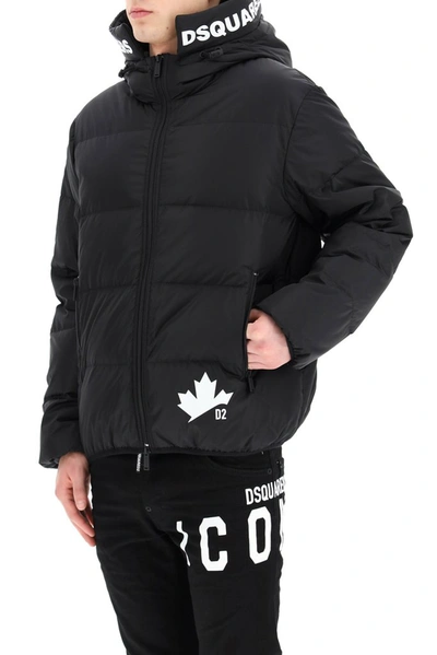 Shop Dsquared2 Logo Printed Down Jacket In Black