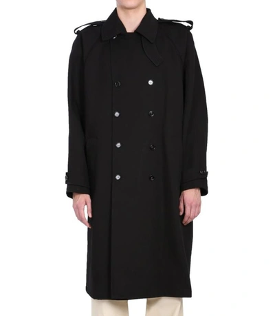 Shop Bottega Veneta Double Breasted Trench Coat In Black