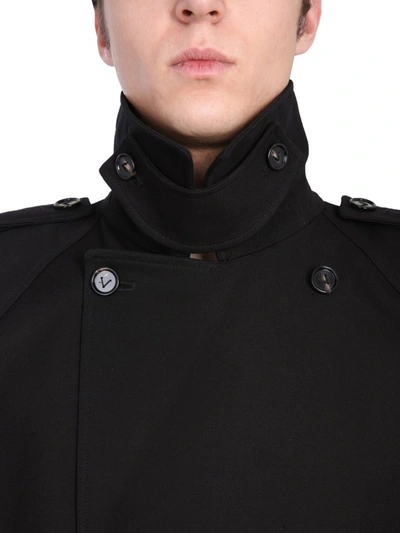 Shop Bottega Veneta Double Breasted Trench Coat In Black