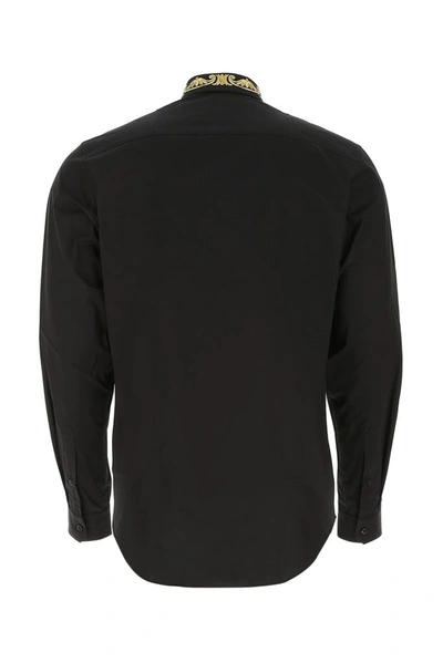 Shop Versace Embellished Collar Shirt In Black