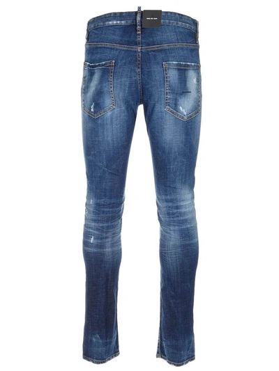 Shop Dsquared2 Cool Guy Distressed Slim Jeans In Blue