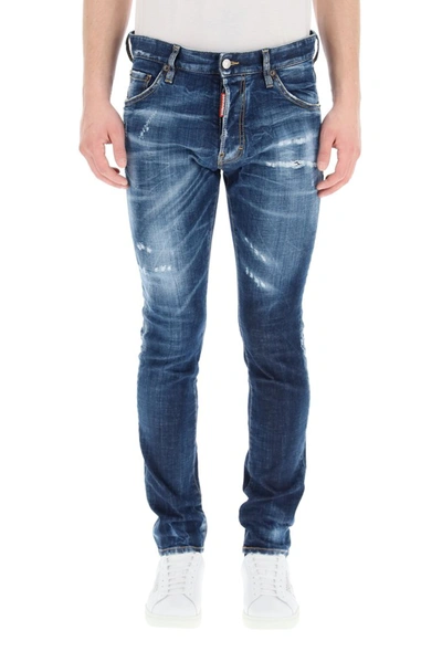 Shop Dsquared2 Cool Guy Distressed Slim Jeans In Blue