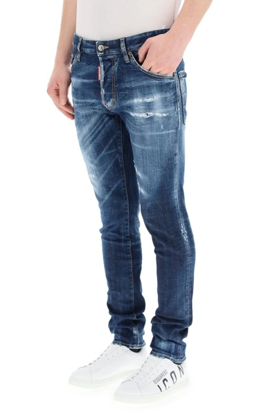 Shop Dsquared2 Cool Guy Distressed Slim Jeans In Blue