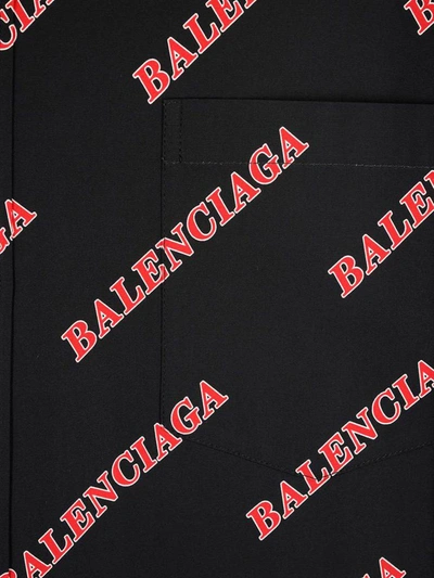 Shop Balenciaga Allover Logo Shirt In Black