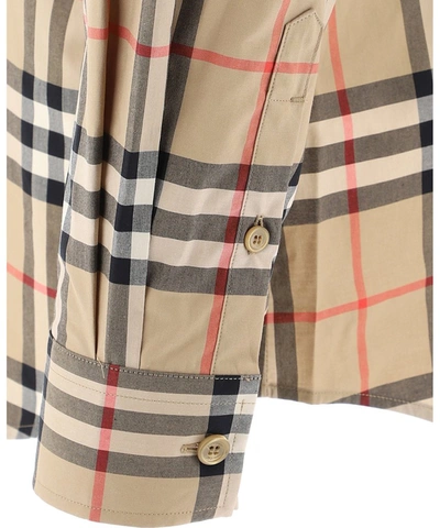 Shop Burberry Check Print Shirt In Beige