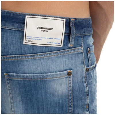 Shop Dsquared2 Distressed Denim Bermuda Shorts In Blue