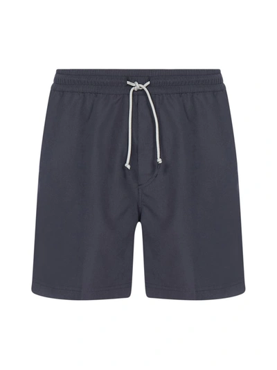 Shop Brunello Cucinelli Drawstring Swim Shorts In Navy