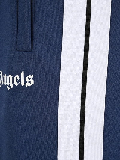 Shop Palm Angels Logo Print Track Pants In Blue