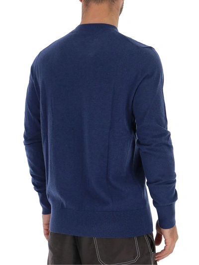 Shop Burberry Logo Motif Knit Sweater In Blue
