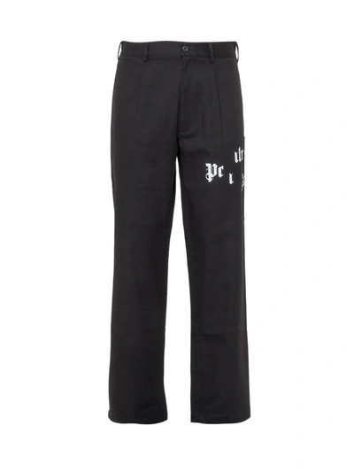 Shop Palm Angels Logo Straight-leg Pants In Black