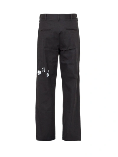 Shop Palm Angels Logo Straight-leg Pants In Black