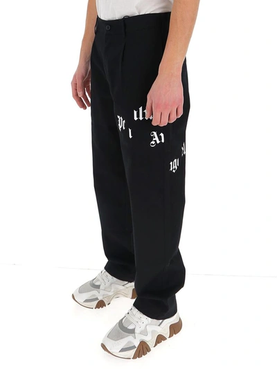 Shop Palm Angels Logo Straight-leg Pants In Black