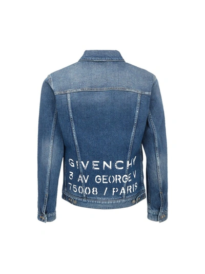 Shop Givenchy Vintage Logo Denim Jacket In Blue
