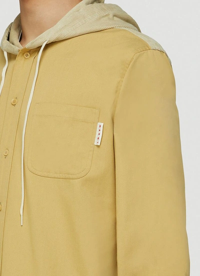 Shop Marni Drawstring Hooded Over In Yellow