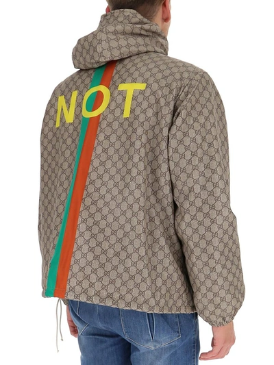 Shop Gucci Logo Printed Jacket In Beige