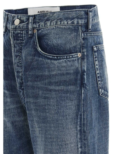 Shop Ambush Logo Patch Straight Leg Jeans In Blue