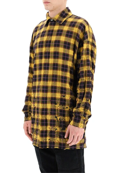 Shop Palm Angels Round Logo Checked Shirt In Yellow