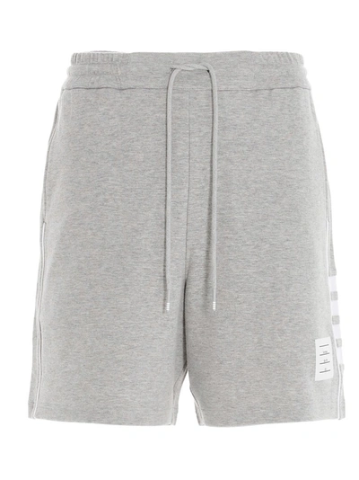 Shop Thom Browne Rwb Tab Shorts In Grey