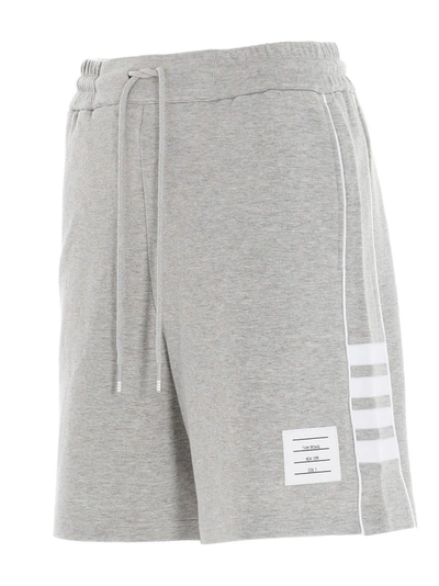 Shop Thom Browne Rwb Tab Shorts In Grey