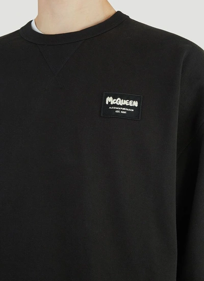 Shop Alexander Mcqueen Logo Patch Crewneck Sweatshirt In Black