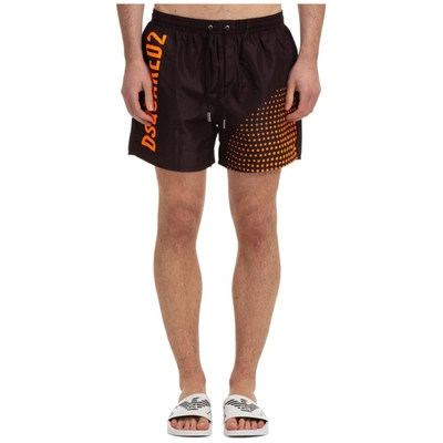 Shop Dsquared2 Graphic Print Swim Trunks In Black