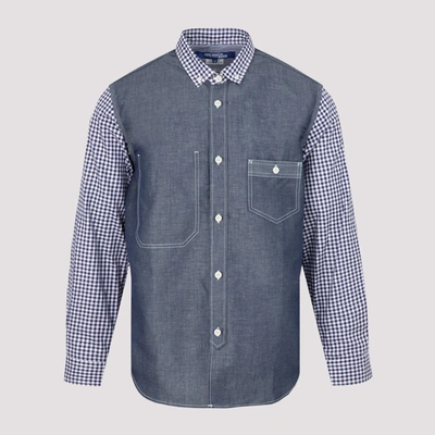 Shop Junya Watanabe Checked Denim Panelled Shirt In Multi