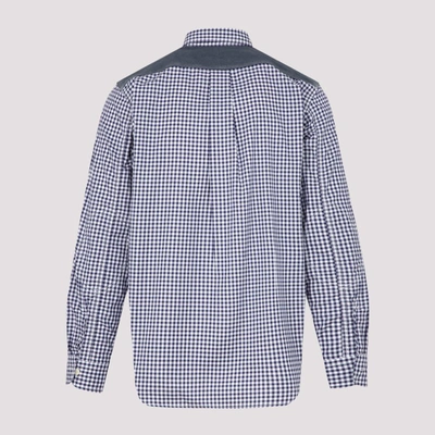 Shop Junya Watanabe Checked Denim Panelled Shirt In Multi