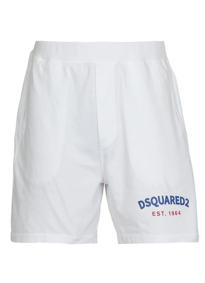 Shop Dsquared2 Logo Print Track Shorts In White