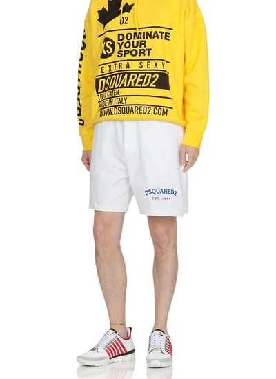 Shop Dsquared2 Logo Print Track Shorts In White