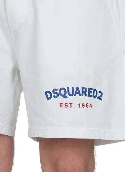 Shop Dsquared2 Logo Print Track Shorts In White