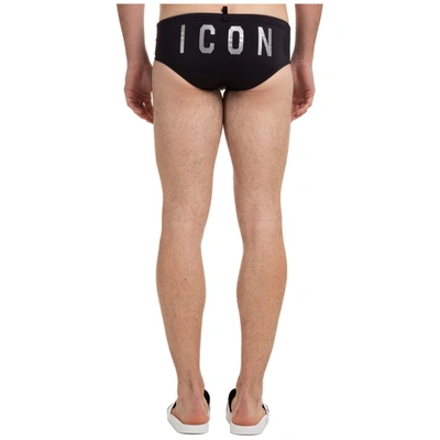 Shop Dsquared2 Icon Print Swimming Briefs In Black