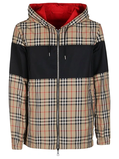 Shop Burberry Checked Reversible Hooded Jacket In Multi