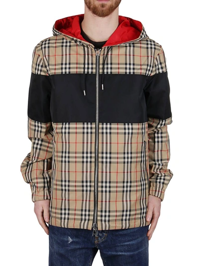 Shop Burberry Checked Reversible Hooded Jacket In Multi
